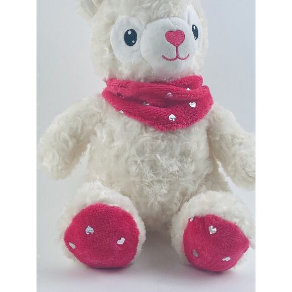 Midwood Brands Pink Llama Alpaca Plush Toy Scarf Bandana Hearts White Shimmer 15 - Picture 2 of 10